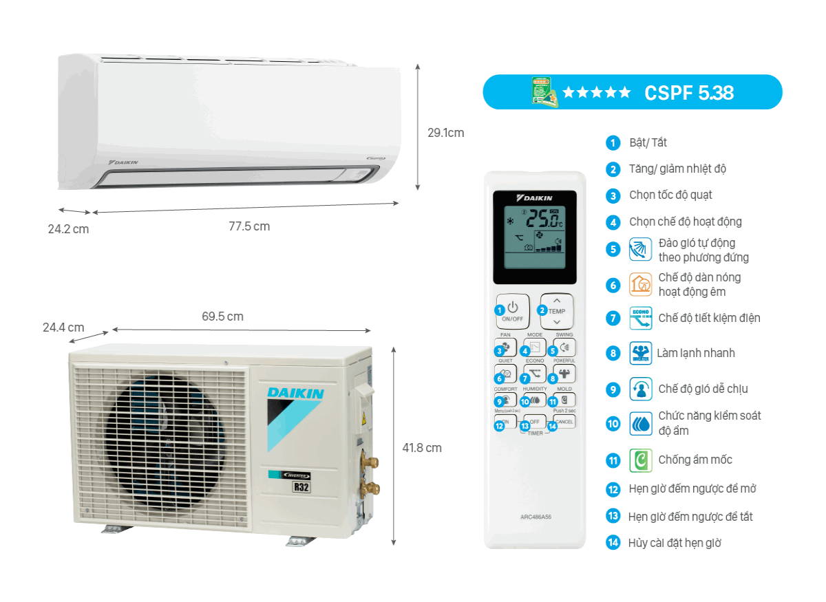 Điều hòa Daikin 1 chiều Inverter 9000BTU FTKB25ZVMV